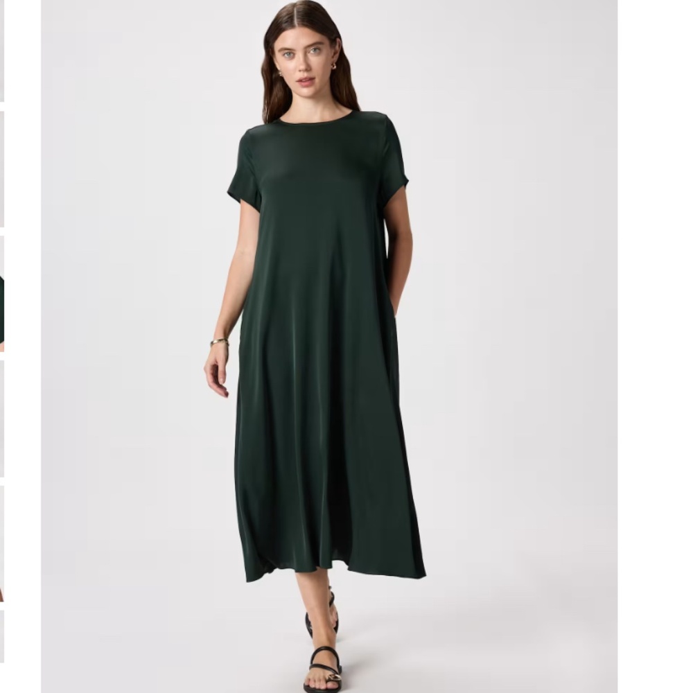 Quince Washable Stretch Silk Voluminous Maxi Dress Size L